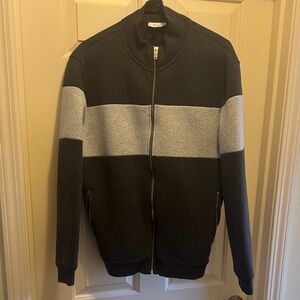 Reiss Black and Gray Zip-Up Sweater